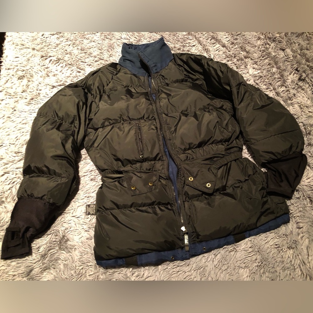 Vintage 90s FIRST DOWN Exploration Gear Puffer Coat Jacket Reversible Duck Down